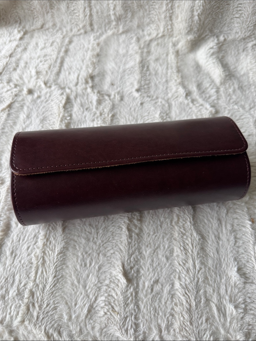 Men's Leather Watch Roll in Deep Burgundy
